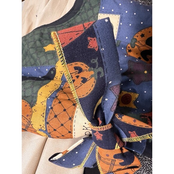 Hand Sewn Leslie Beck Vest Ghosts Pumpkins Cute Witch Open Tie Back M - Picture 10 of 16